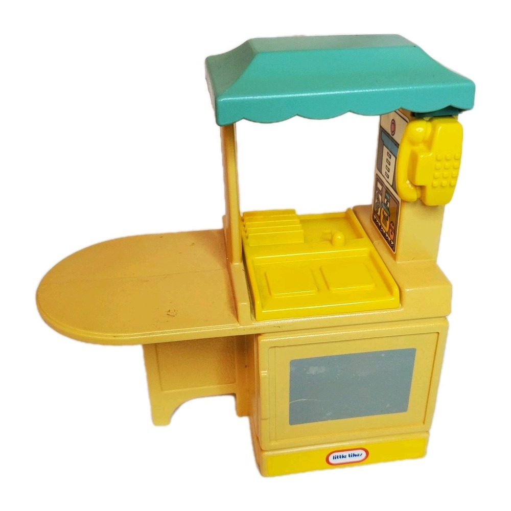 Little Tikes Dollhouse Size Play Kitchen Mini Vintage 1990s Island Green Yellow